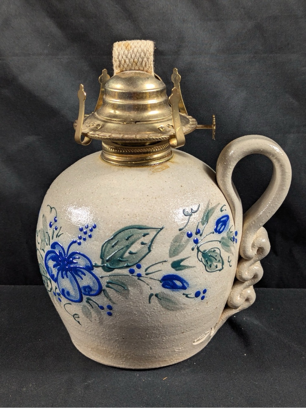 Salmon Falls Pottery Summer Garden Oil Lantern with Hand-Painted Design